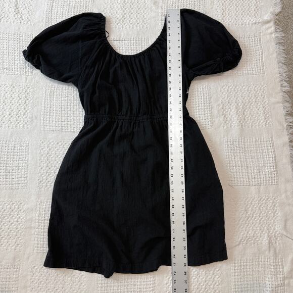 Old Navy large puff sleeve tie back bow cut out mini dress pockets D2 2689 - Picture 2 of 10